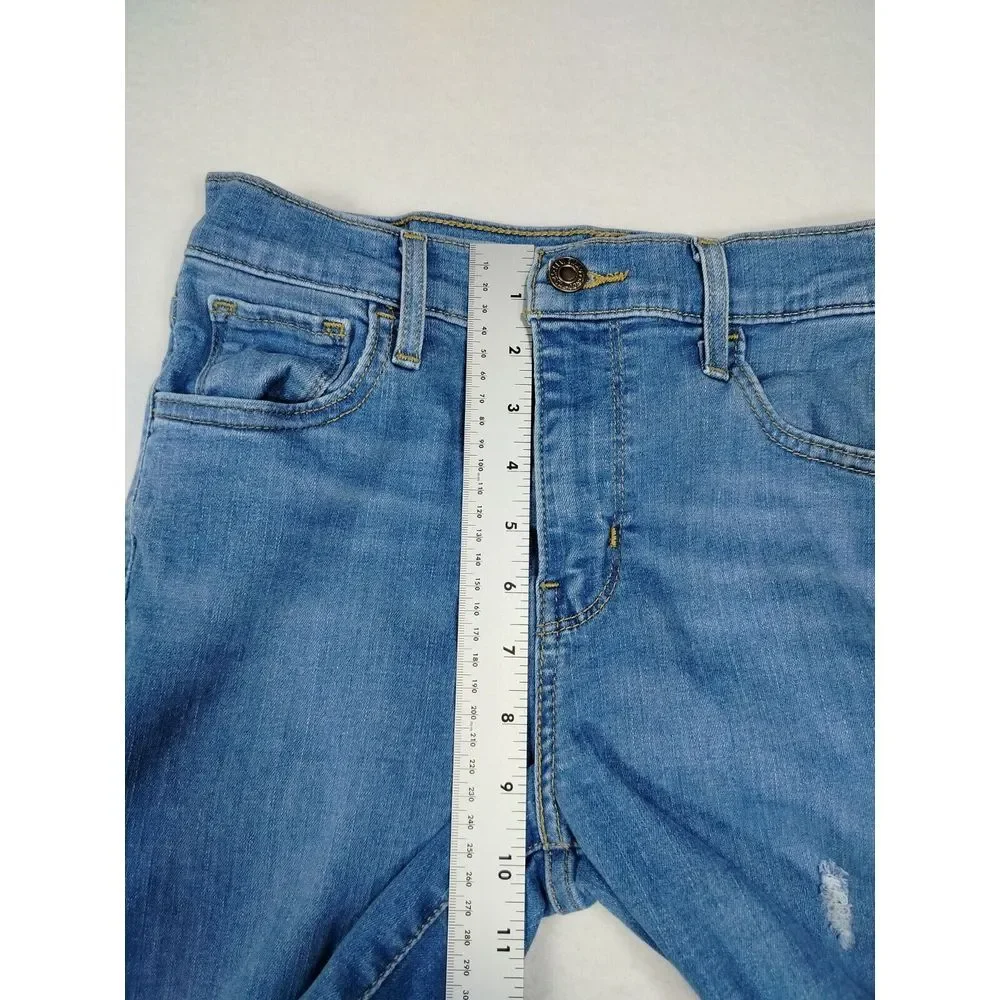 Levi Strauss Jeans Women's 26 Blue 720 High Rise Super Skinny Raw Hem Distressed